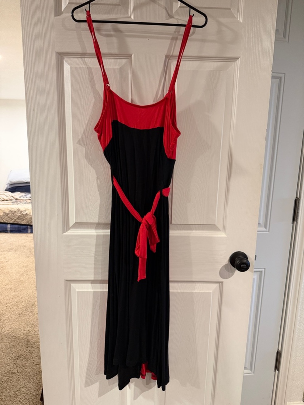 Red and Black Twist-Front Spaghetti-Strap Maxi Dress - Picture 5 of 5